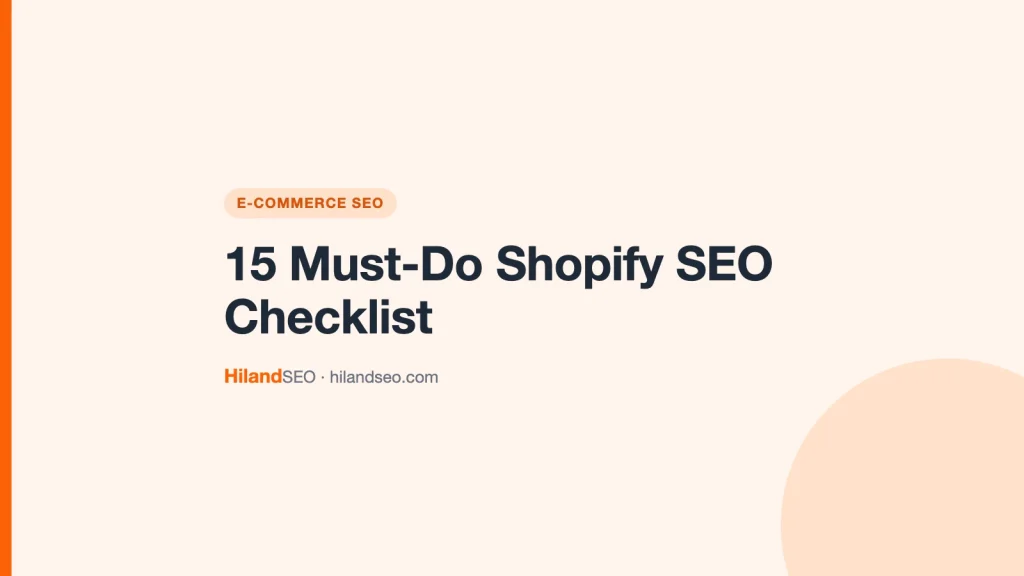 15 Must-Do Shopify SEO Checklist